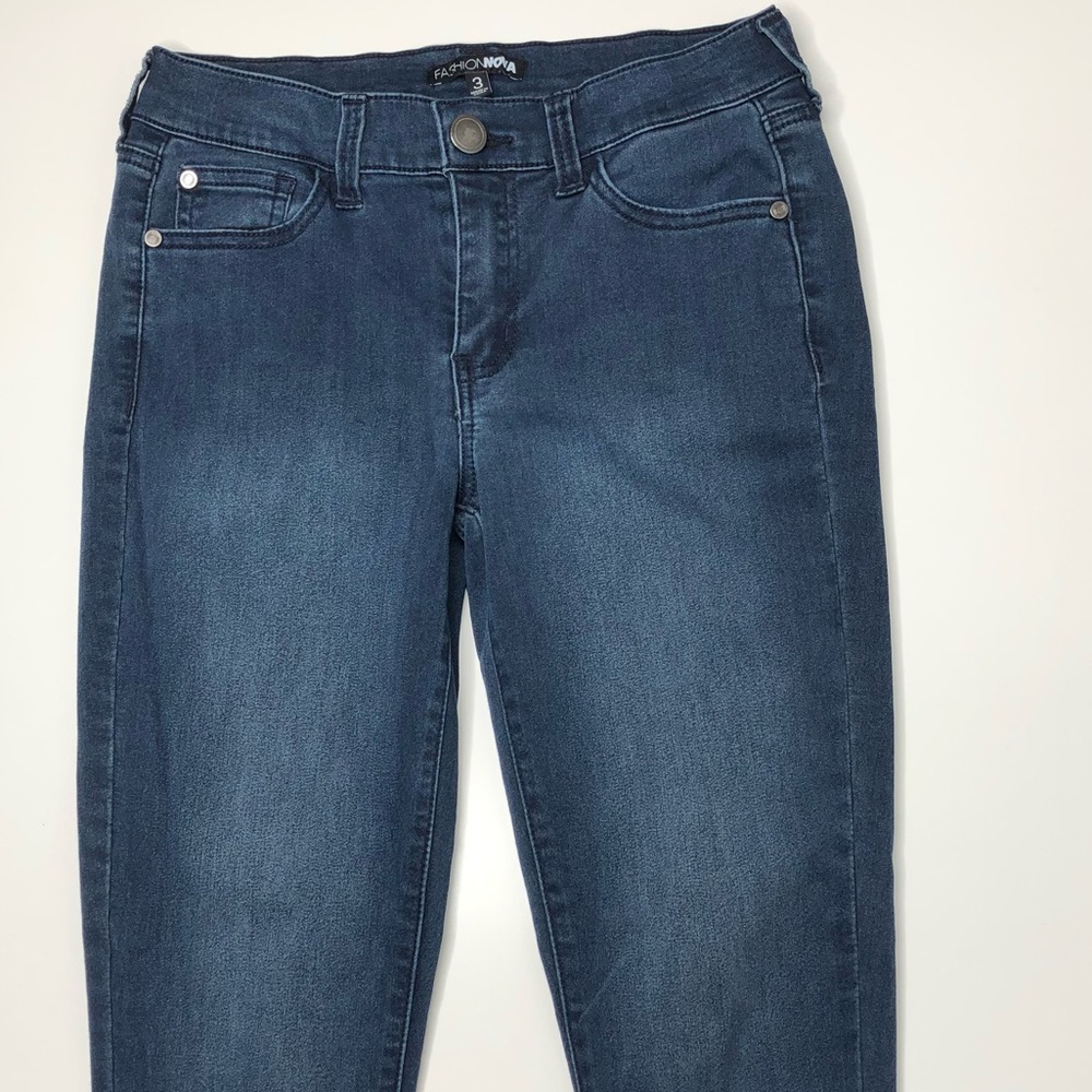 Fashion Nova Dark Wash Low Rise Skinny Jeans US S (3)